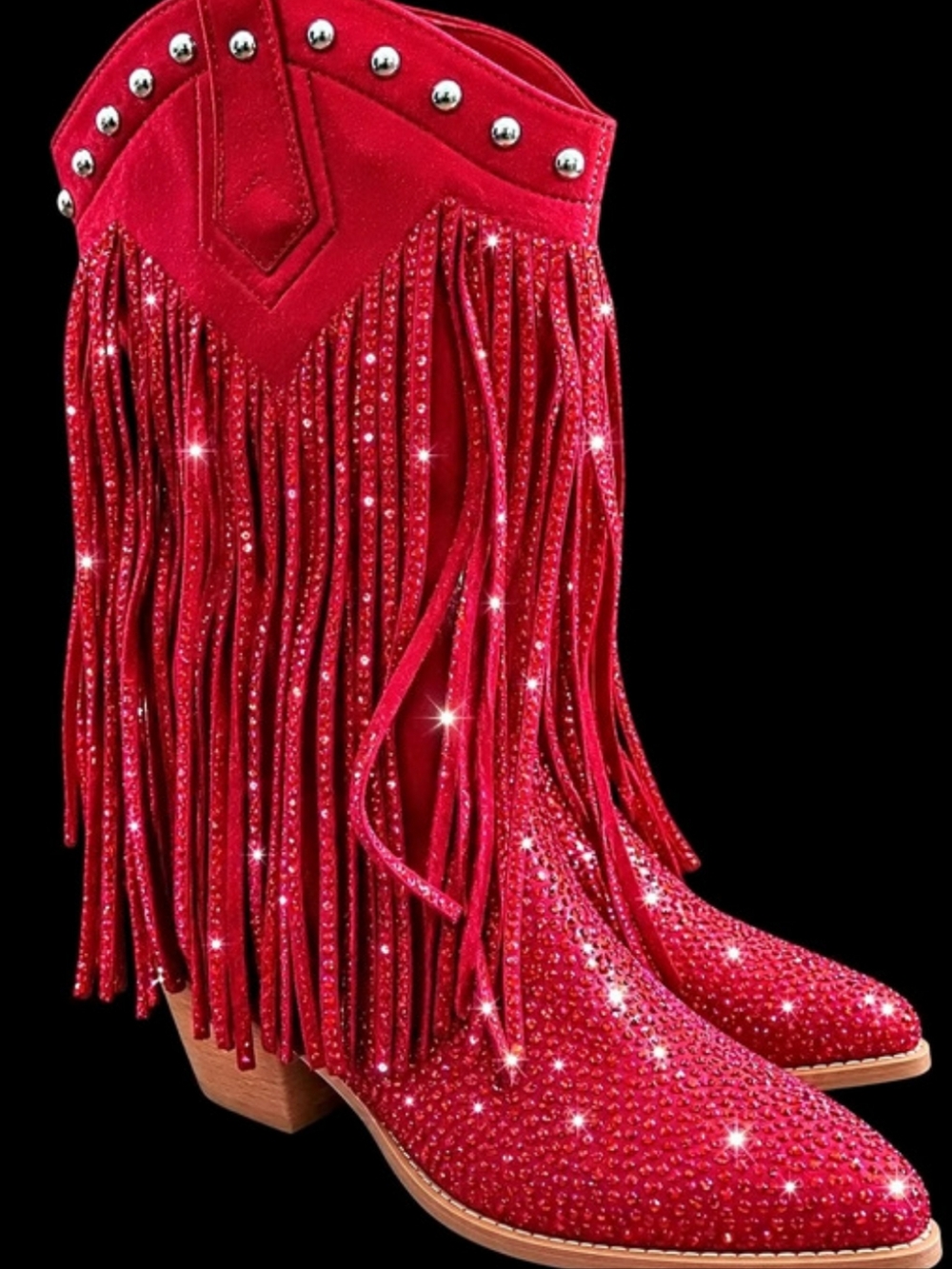 Red Rhinestone  Fringe Cowboy Boots
